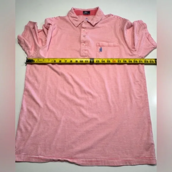 Johnnie O West Coast Prep
Men's Polo Shirt Size Large Pink/White Stripe Golf - Picture 6 of 7